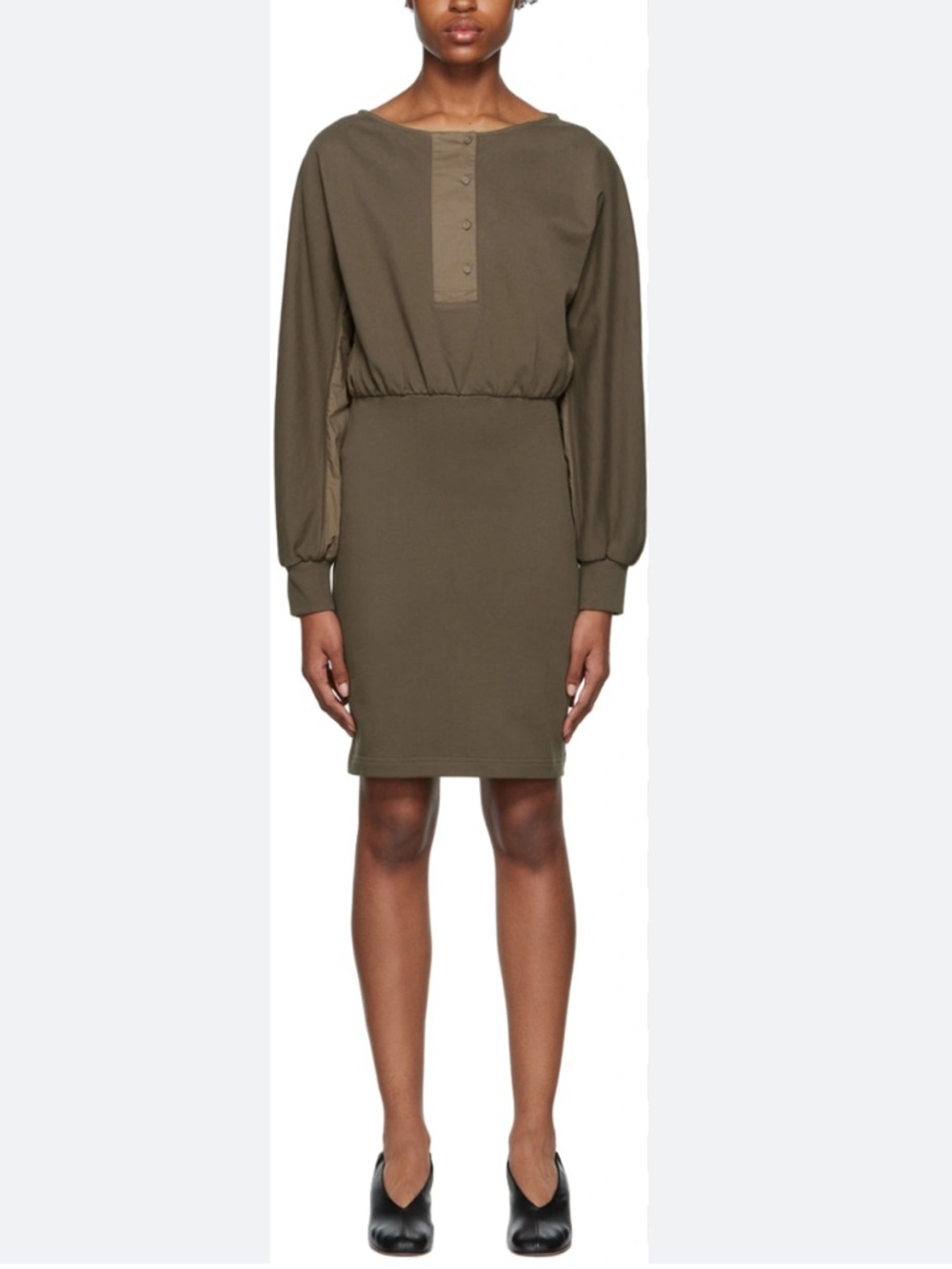 3.1 Phillip Lim Khaki Gathered Minidress In Ar301 Army